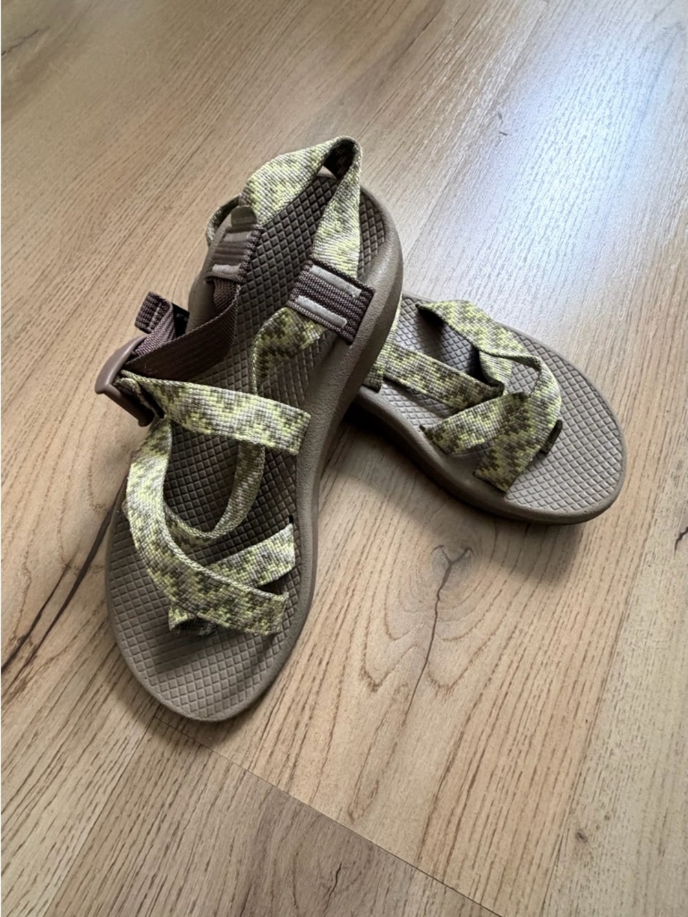 Chaco Women's Strappy Sandals in Olive Green and Tan